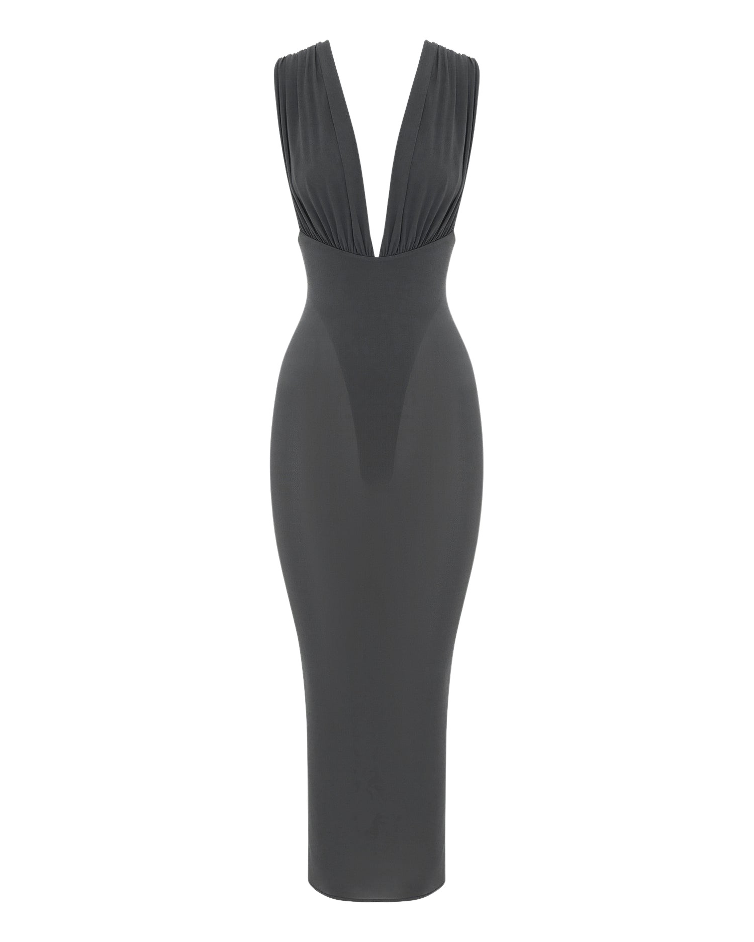 Alex Perry Ruched V Neck Dress in Crepe Jersey