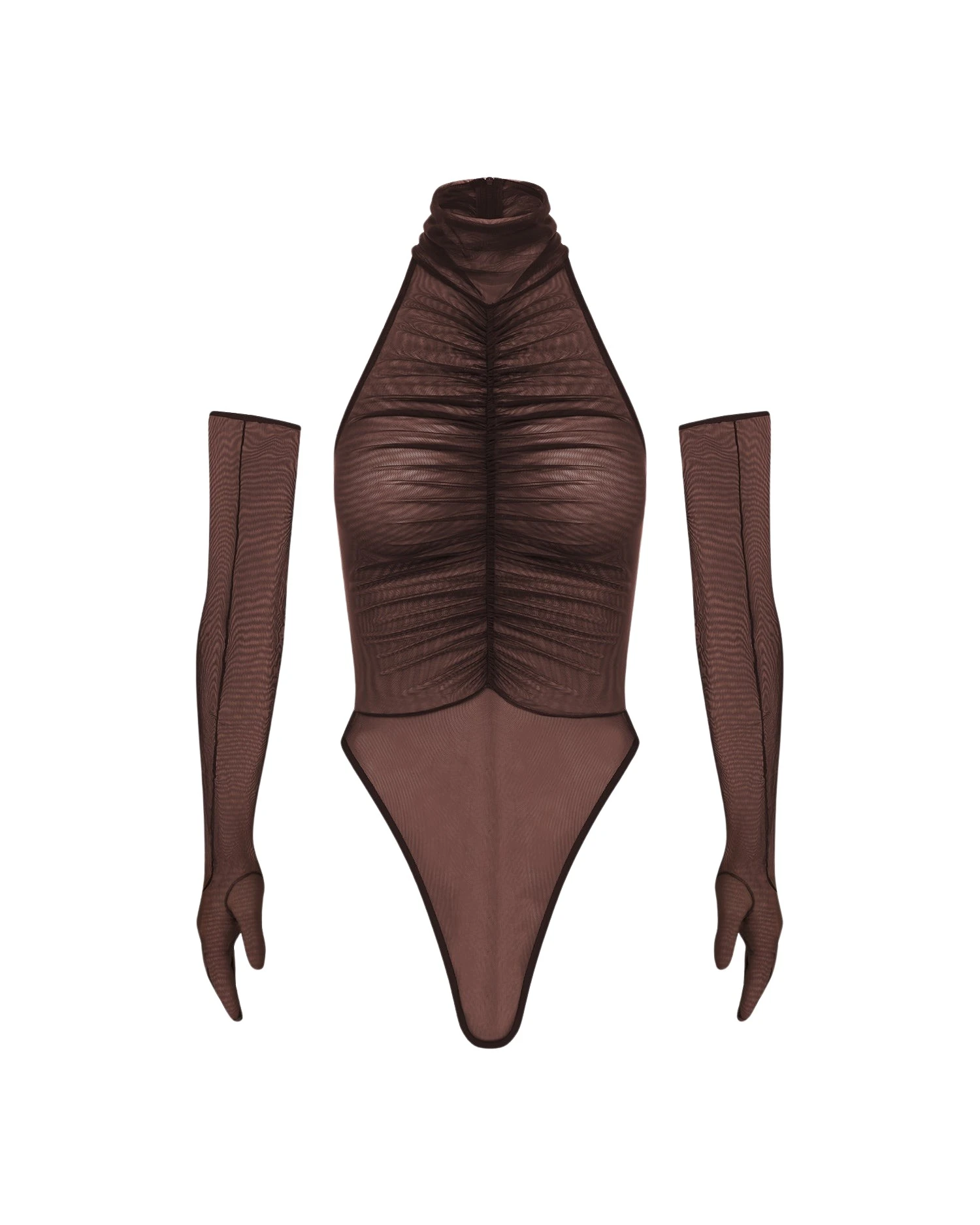 Alex-Perry-Turtleneck-Ruched-Bodysuit-in-Fine-Mesh62668_nobg Alex Perry Bodysuit luxury Bodysuit from Luxury Handbags Marketplace