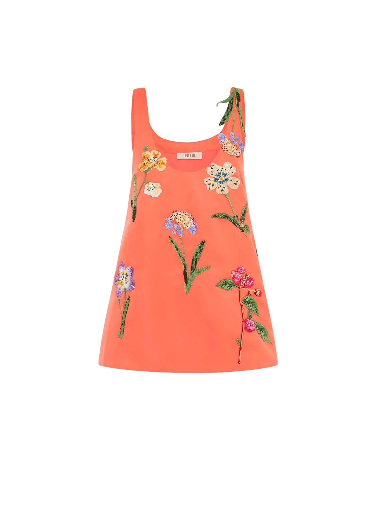 Leo-Lin-Helaine-Embroidered-Top-Wild-Flower-in-Coral54671_nobg Leo Lin Tops luxury Clothing from Luxury Handbags Marketplace