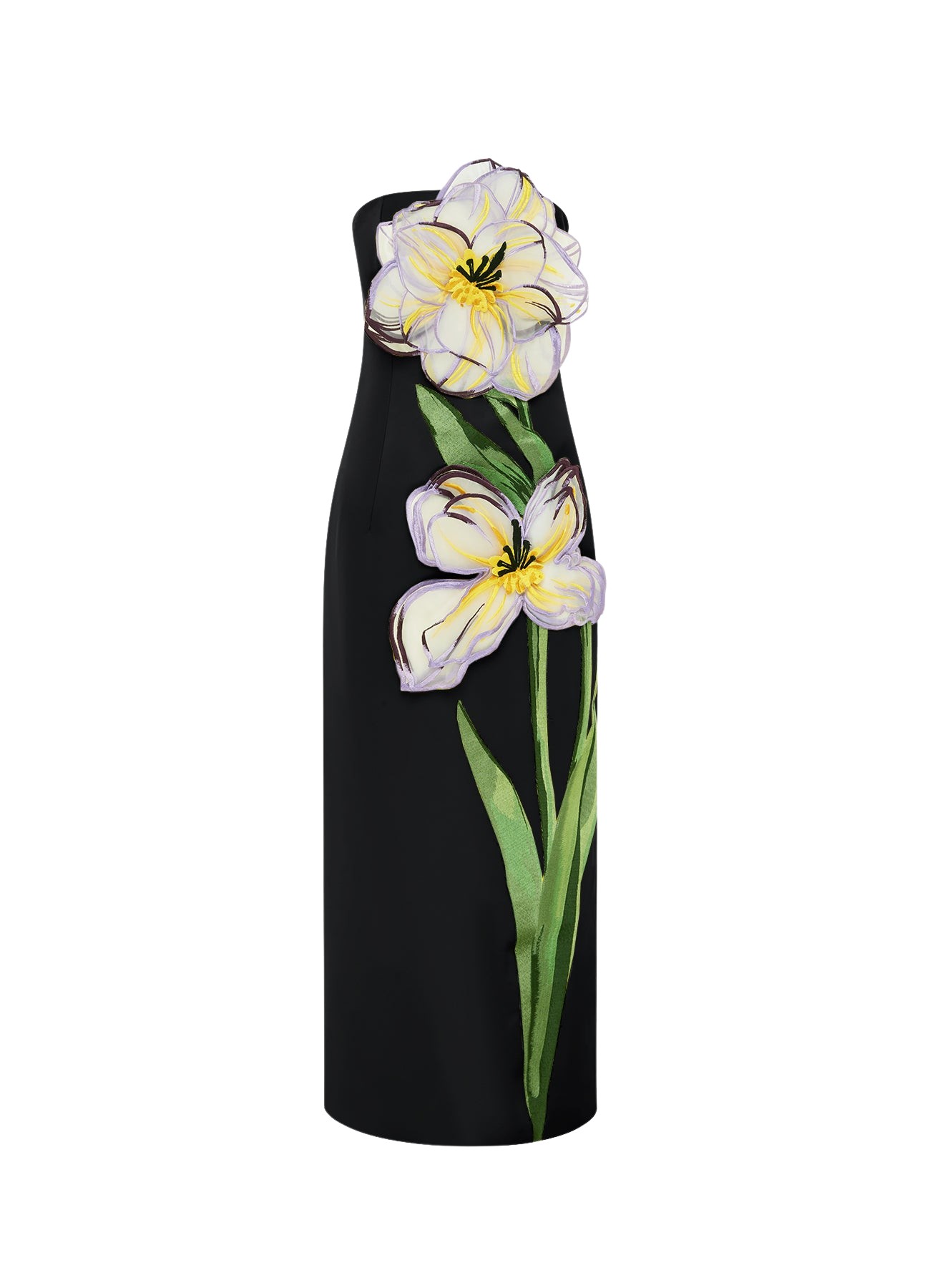 Leo Lin Rayna Appliqué Floral Maxi Dress – Iris Print in Ebony