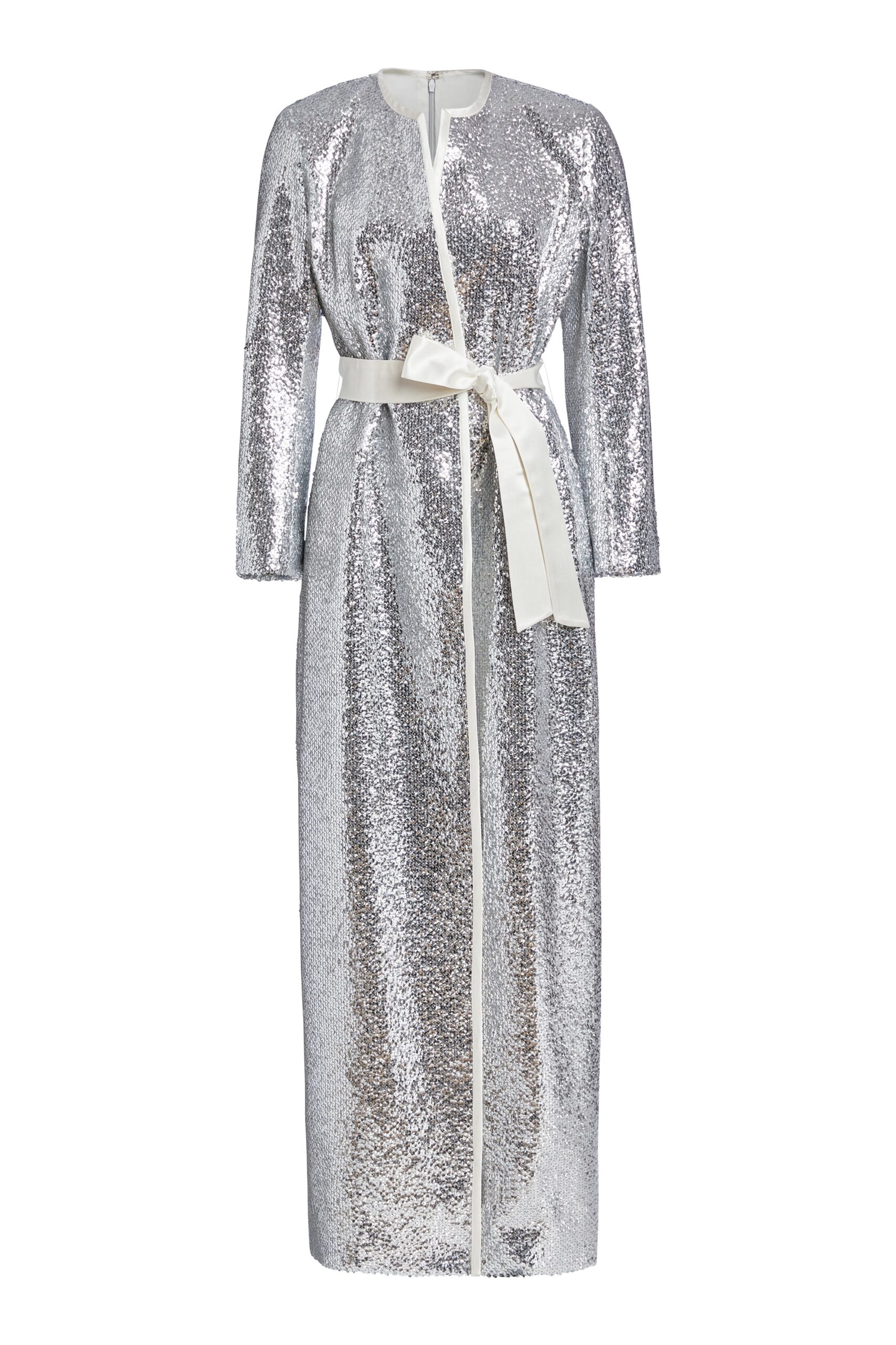 Markarian Allegra Silver Sequin Belted Duster Markarian