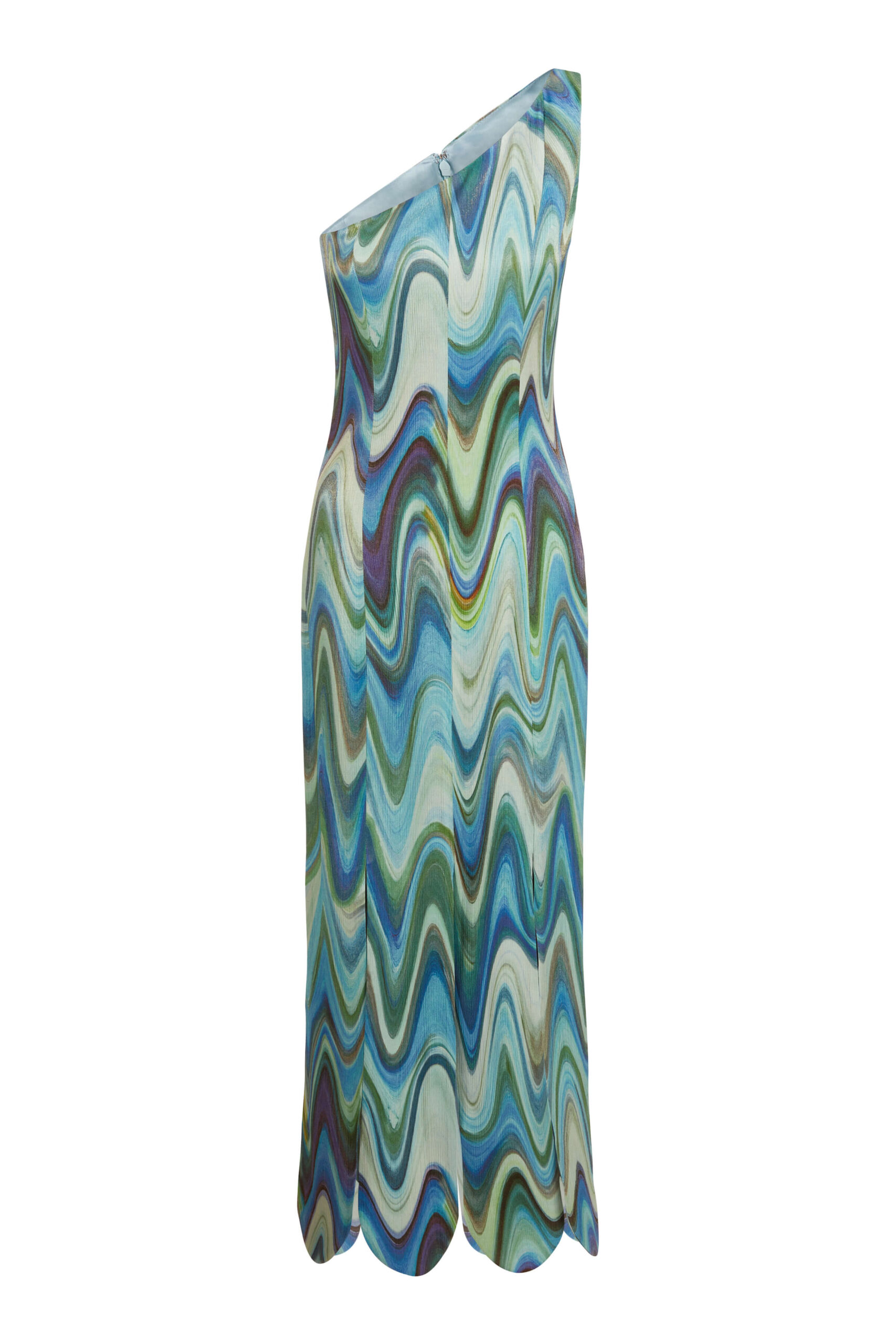Markarian Angie Teal Metallic Wave Midi Dress Markarian