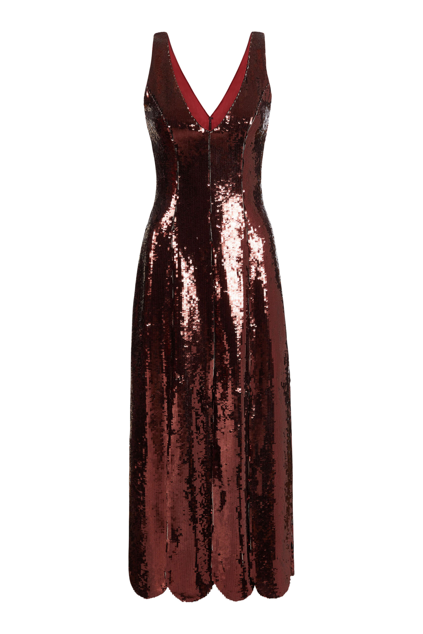 Markarian Brandy Maroon Paillette Midi Dress Markarian