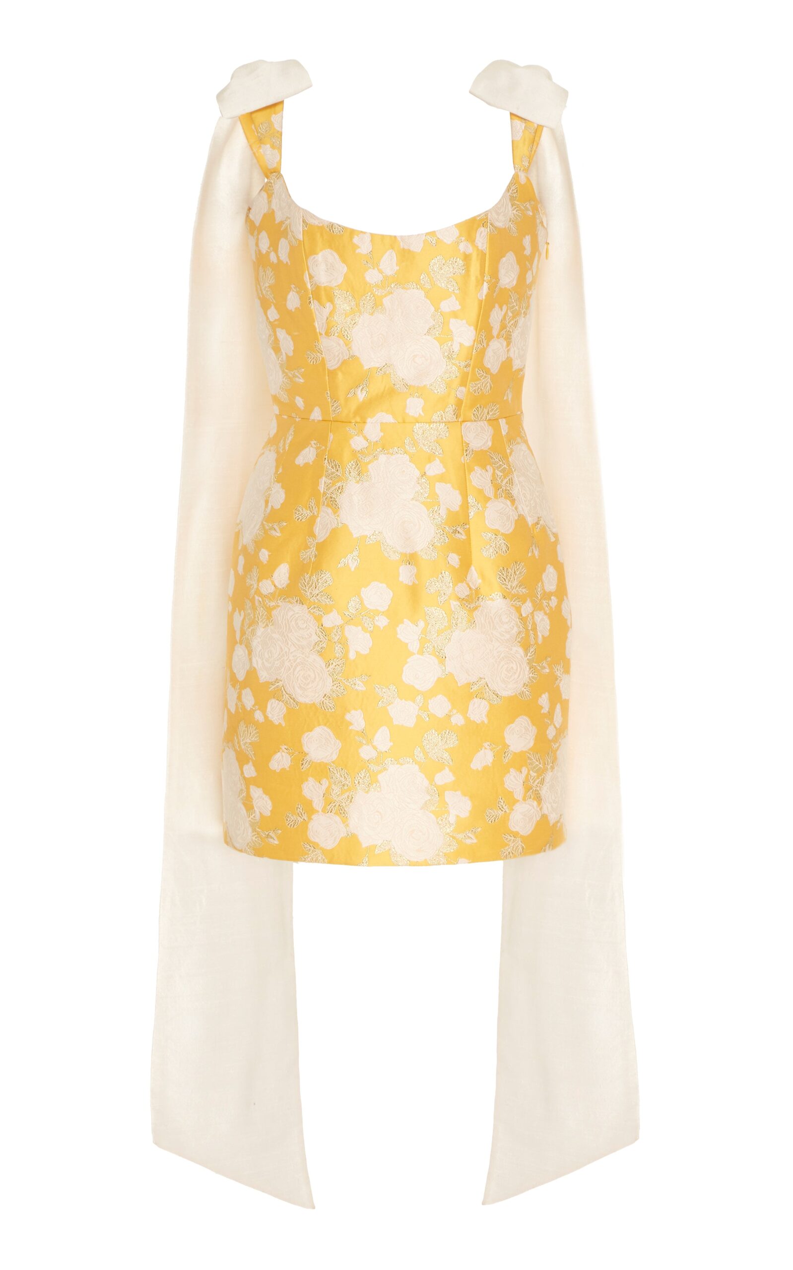 Markarian Celestia Yellow Floral Brocade Mini Dress Markarian