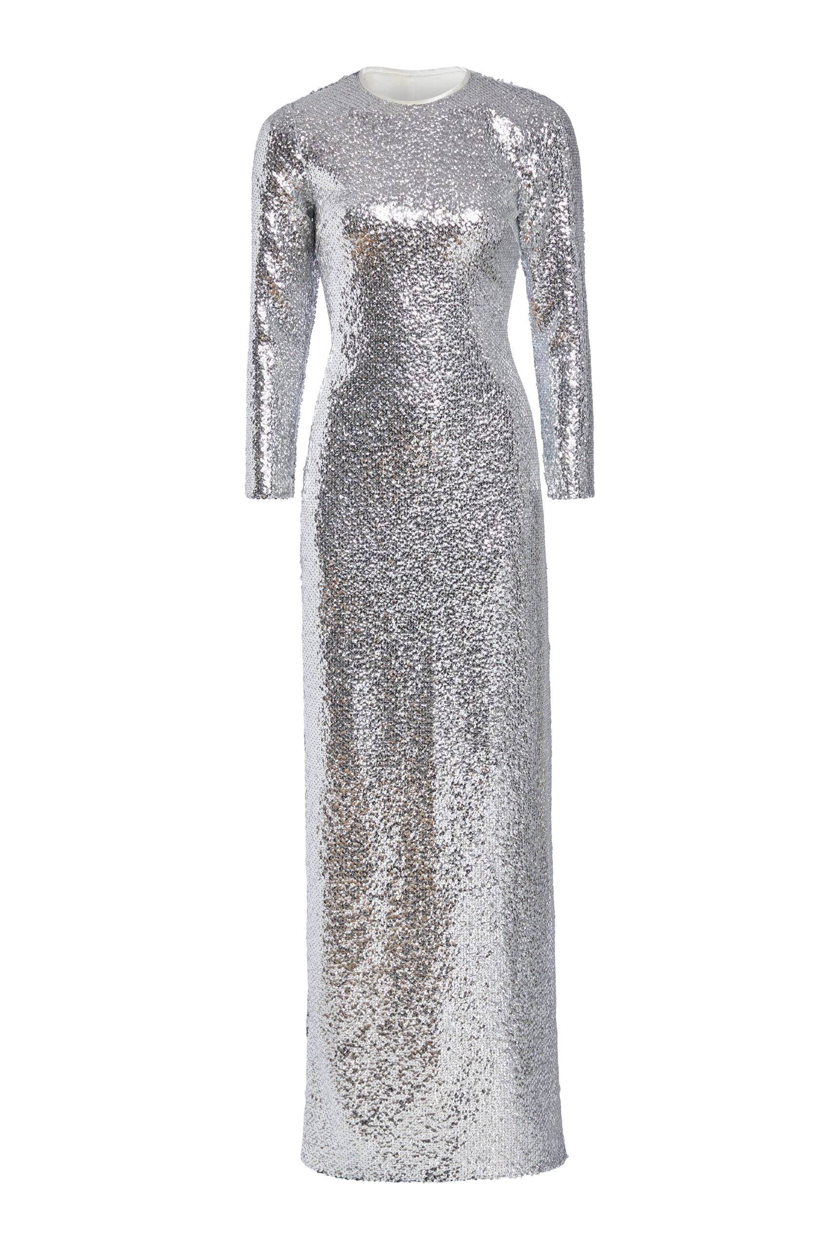 Markarian Gianna Silver Sequin Gown Markarian