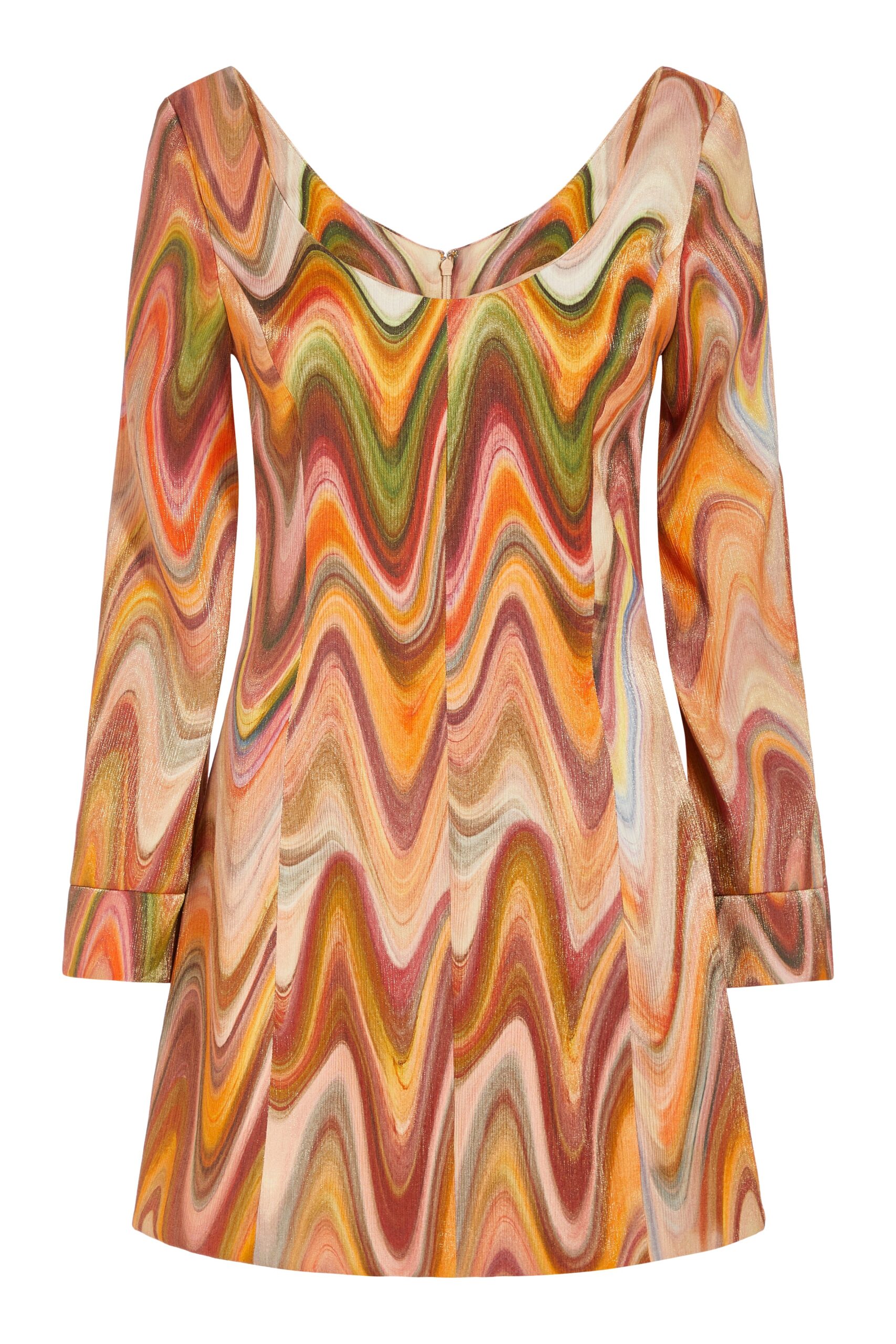 Markarian Jane Sandstone Metallic Wave Mini Dress Markarian