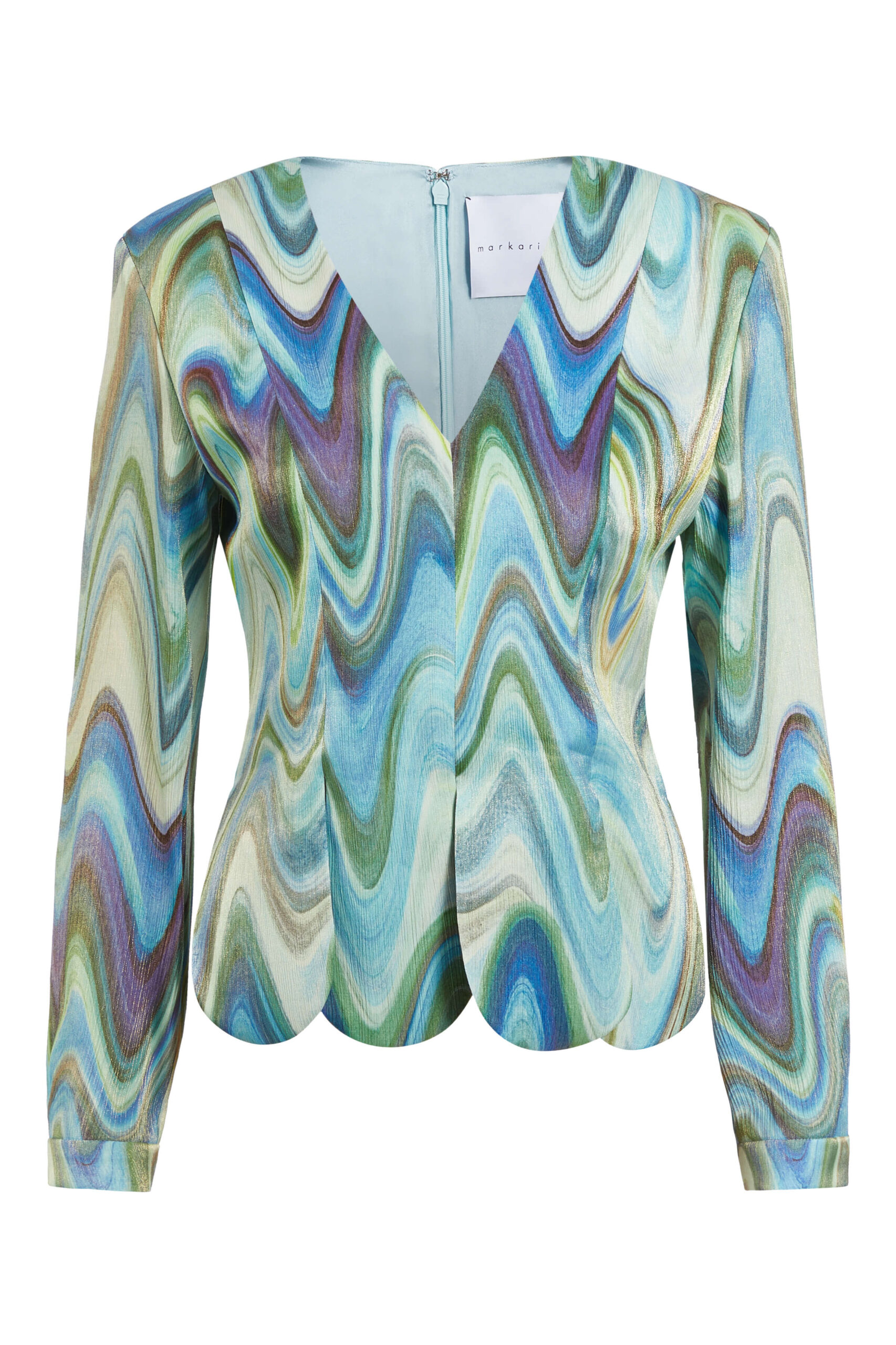 Markarian Misty Teal Metallic Wave Top Markarian