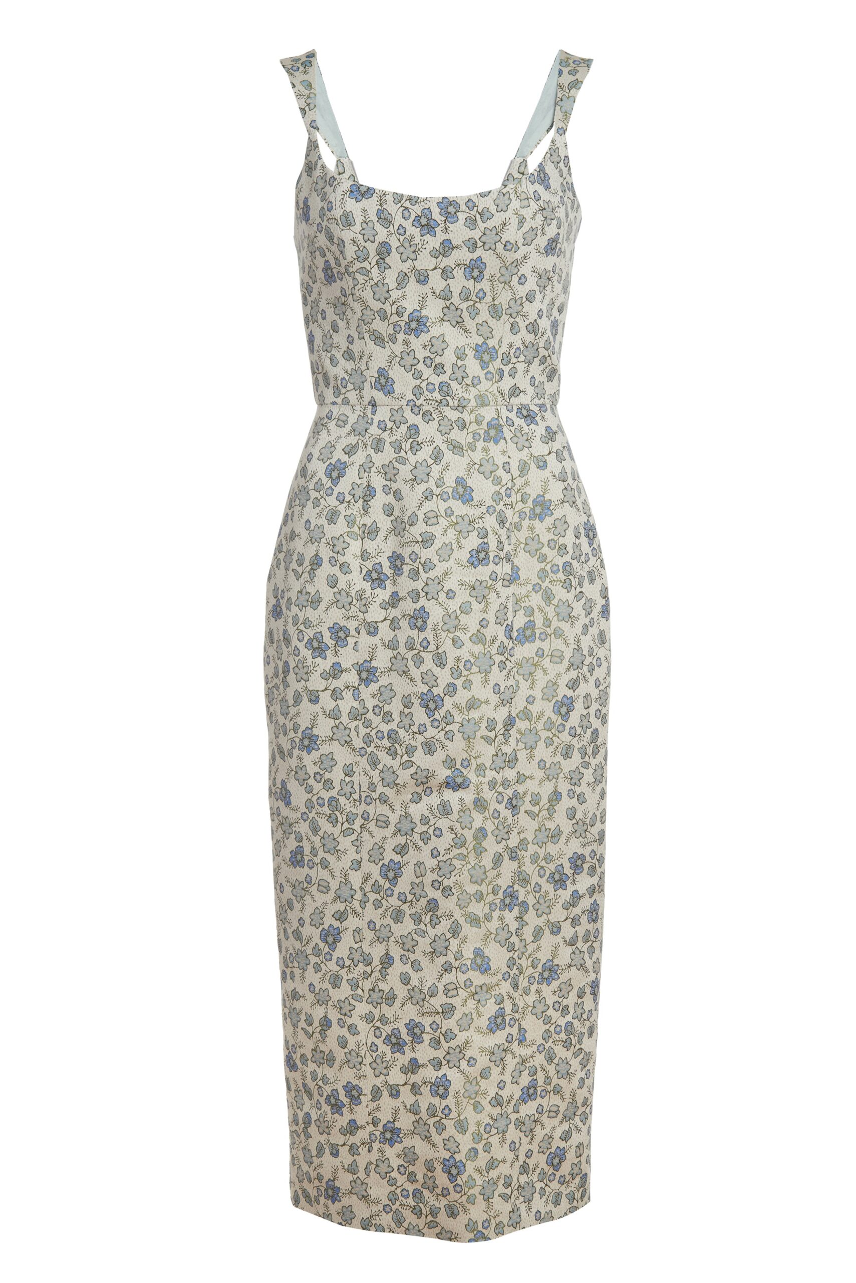 Markarian Numa Blue Floral Brocade Corset Dress Markarian