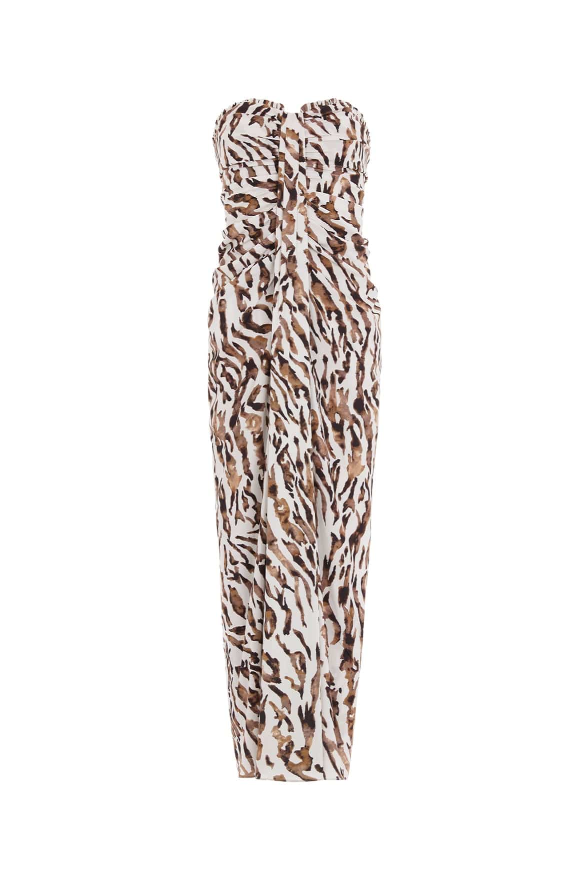 Needle and Thread Zebra Crepe Strapless Ankle Gown