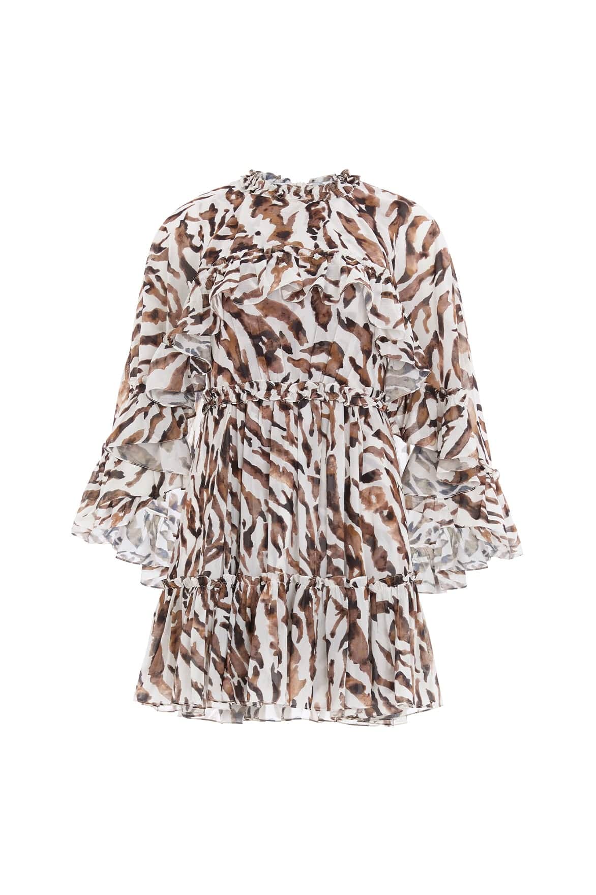 Needle and Thread Zebra Harper Chiffon Cape Micro Mini Dress