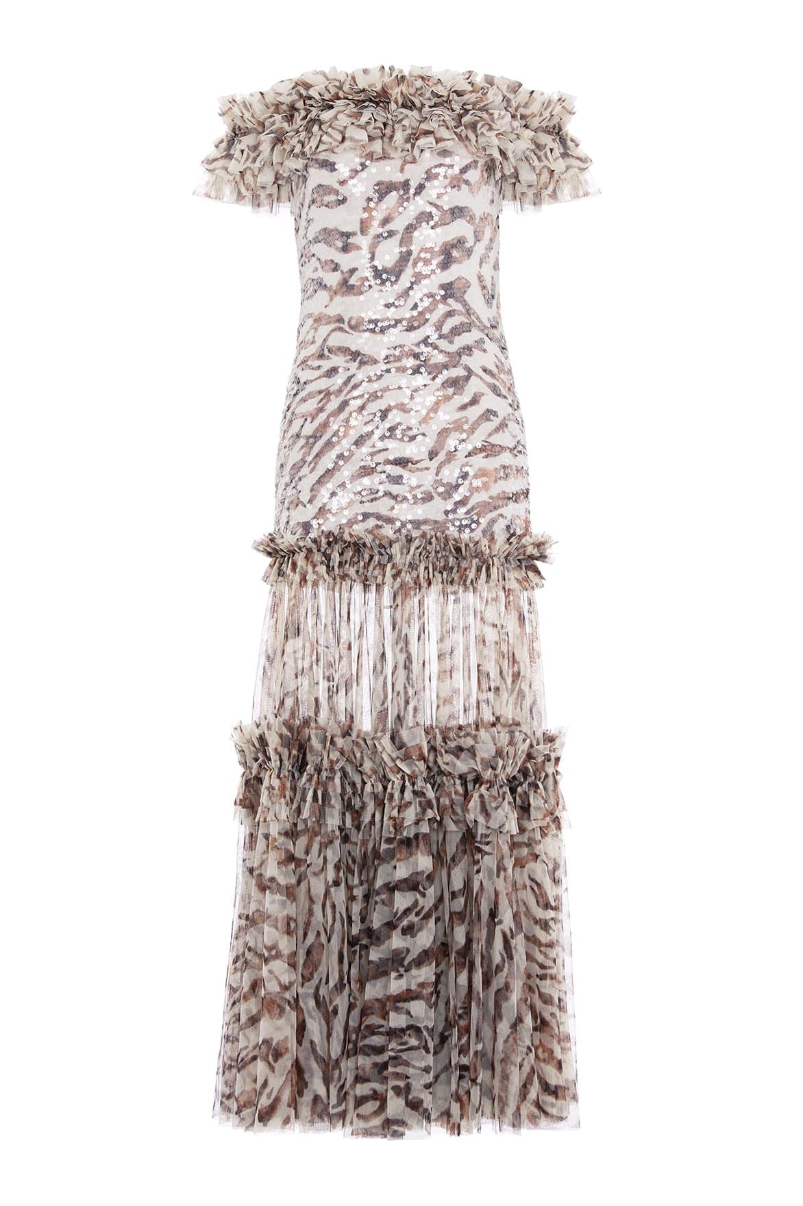 Needle and Thread Zebra Tallulah Off-Shoulder Gown