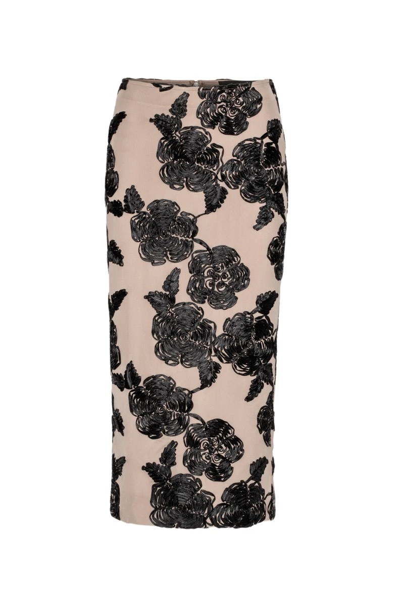 Rotate-Birger-Christensen-Flower-Mesh-Midi-Skirt-Beige80534_nobg Rotate Black Dresses luxury Clothing from Luxury Handbags Marketplace