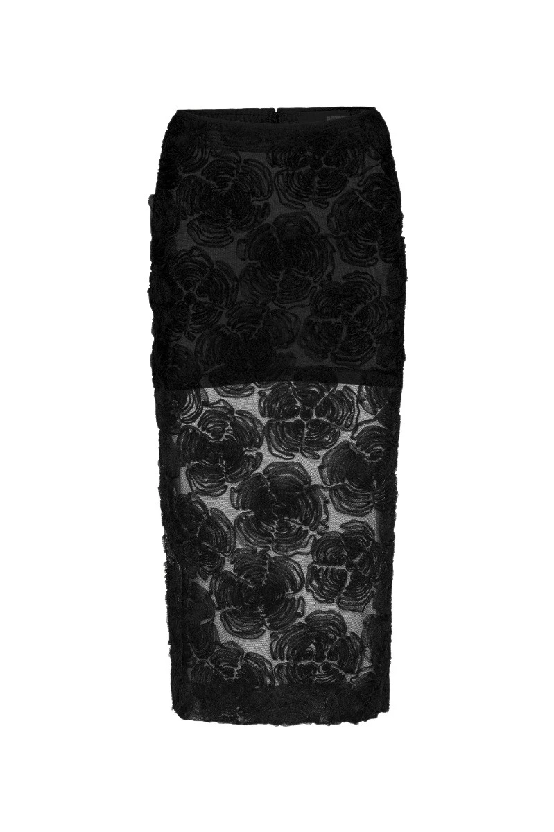Rotate-Birger-Christensen-Flower-Mesh-Pencil-Skirt-Black34715_nobg Rotate Black Skirts luxury Clothing from Luxury Handbags Marketplace