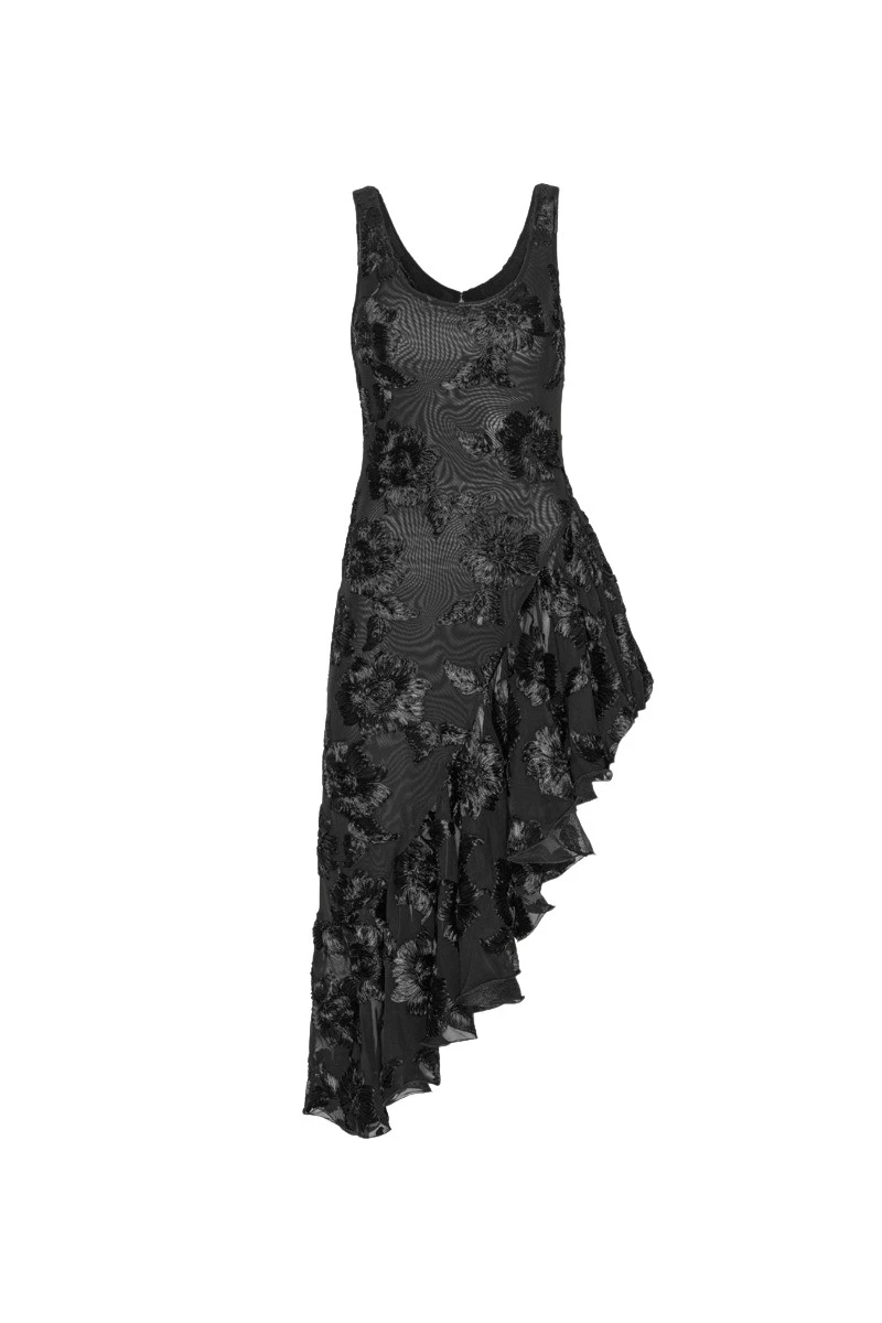 Rotate-Birger-Christensen-Flower-Mesh-Ruffle-Dress-Black99879_nobg Rotate Black Tops luxury Clothing from Luxury Handbags Marketplace
