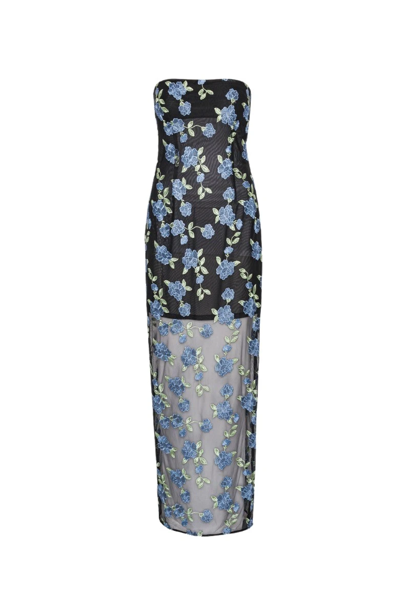 Rotate-Birger-Christensen-Flower-Mesh-Tube-Dress-Black-Print40812_nobg Rotate Black Dresses luxury Clothing from Luxury Handbags Marketplace
