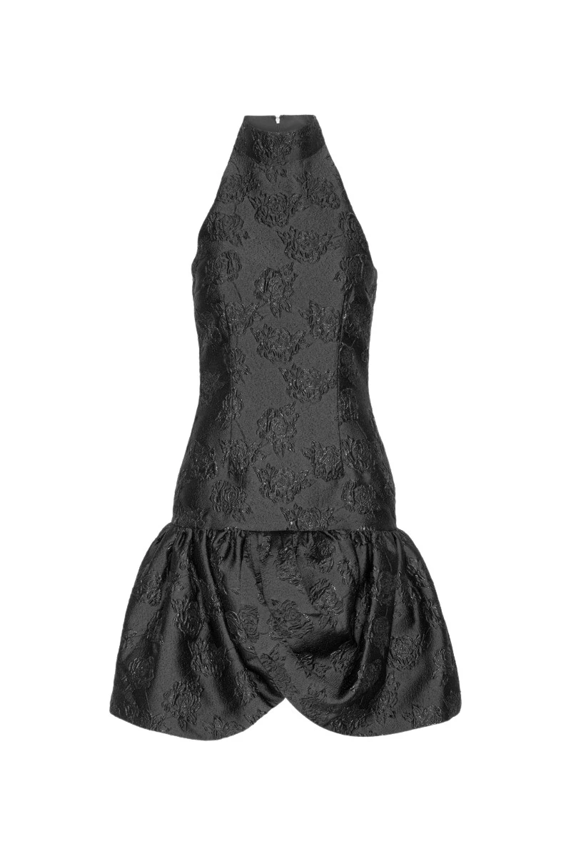 Rotate-Birger-Christensen-Jacquard-Draped-Dress-Black48613_nobg Rotate Beige Skirts luxury Clothing from Luxury Handbags Marketplace