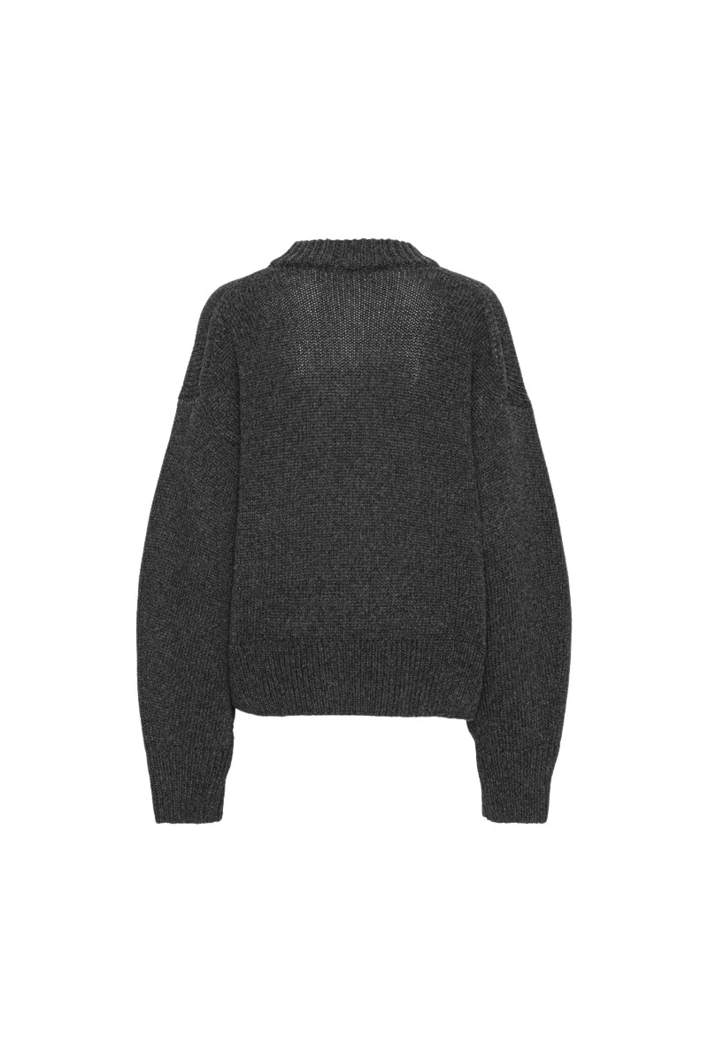 Rotate-Birger-Christensen-Knit-Crewneck-Sweater-Dark-Grey23705_nobg Rotate Black Dresses luxury Clothing from Luxury Handbags Marketplace