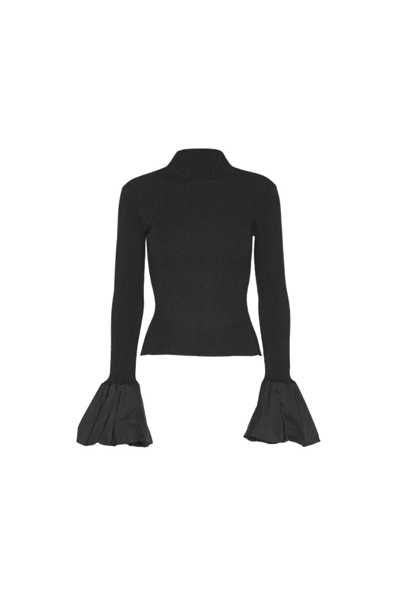 Rotate-Birger-Christensen-Knit-High-Neck-Top-Black66305_nobg Rotate Black Tops luxury Clothing from Luxury Handbags Marketplace