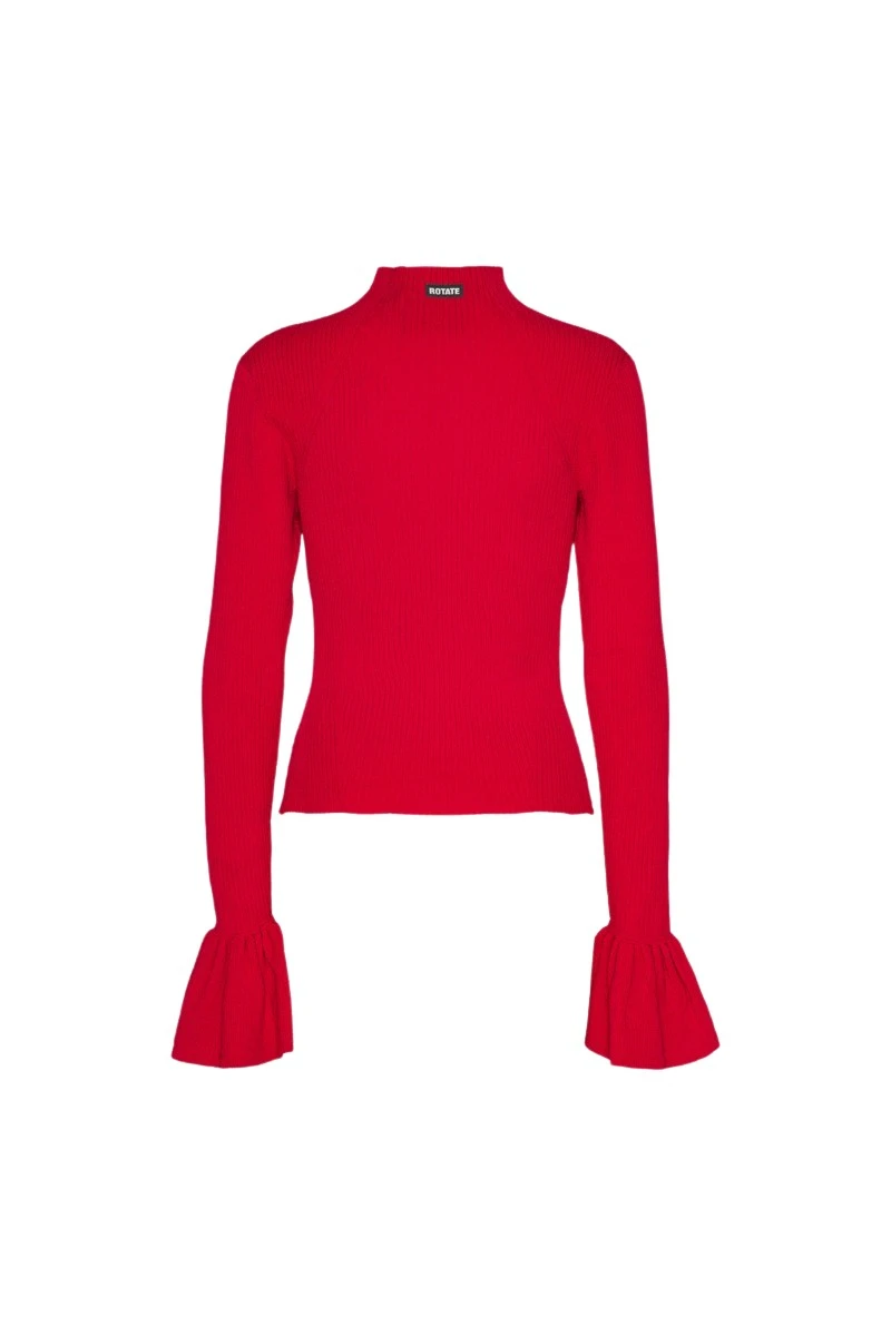 Rotate-Birger-Christensen-Knit-High-Neck-Top-Red37159_nobg Rotate Red Tops luxury Clothing from Luxury Handbags Marketplace