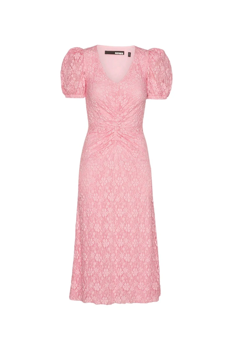 Rotate-Birger-Christensen-Lace-Puff-Sleeve-Dress-Pink26187_nobg Rotate Pink Dresses luxury Clothing from Luxury Handbags Marketplace