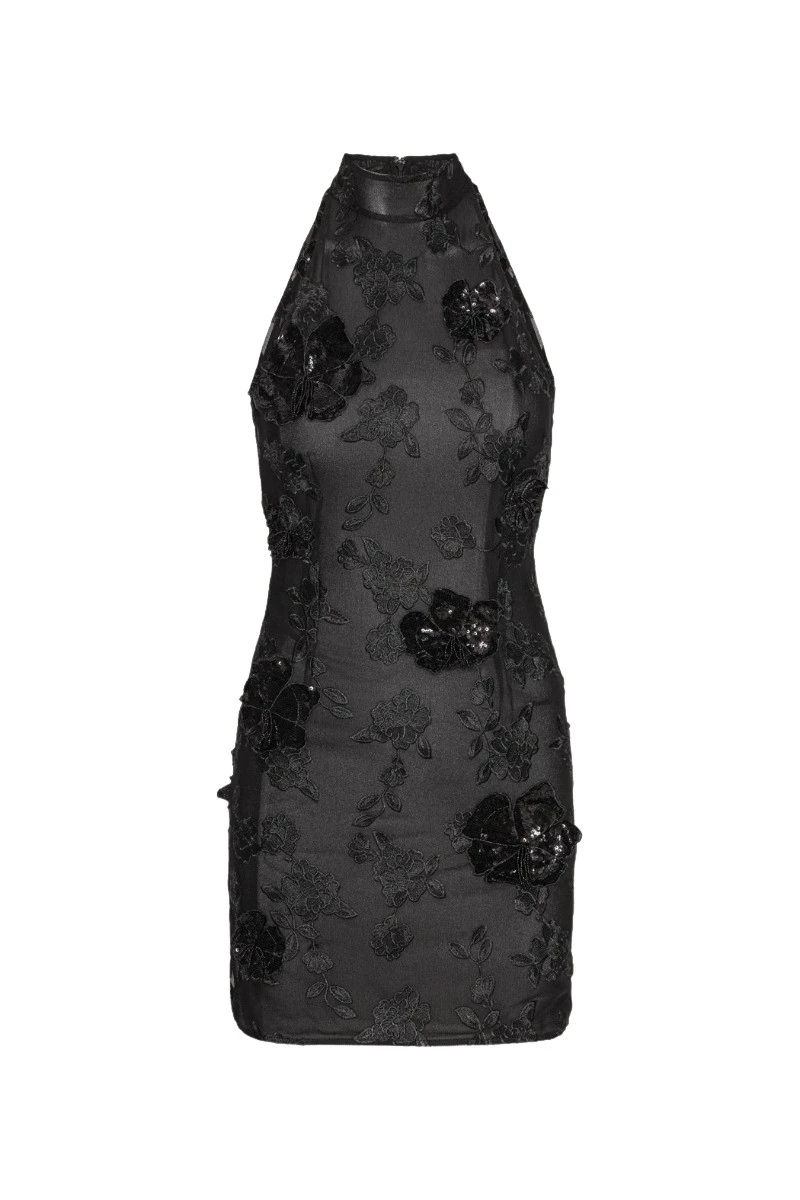 Rotate-Birger-Christensen-Mesh-Flower-Mini-Dress-Black-167547_nobg Rotate Black Dresses luxury Clothing from Luxury Handbags Marketplace