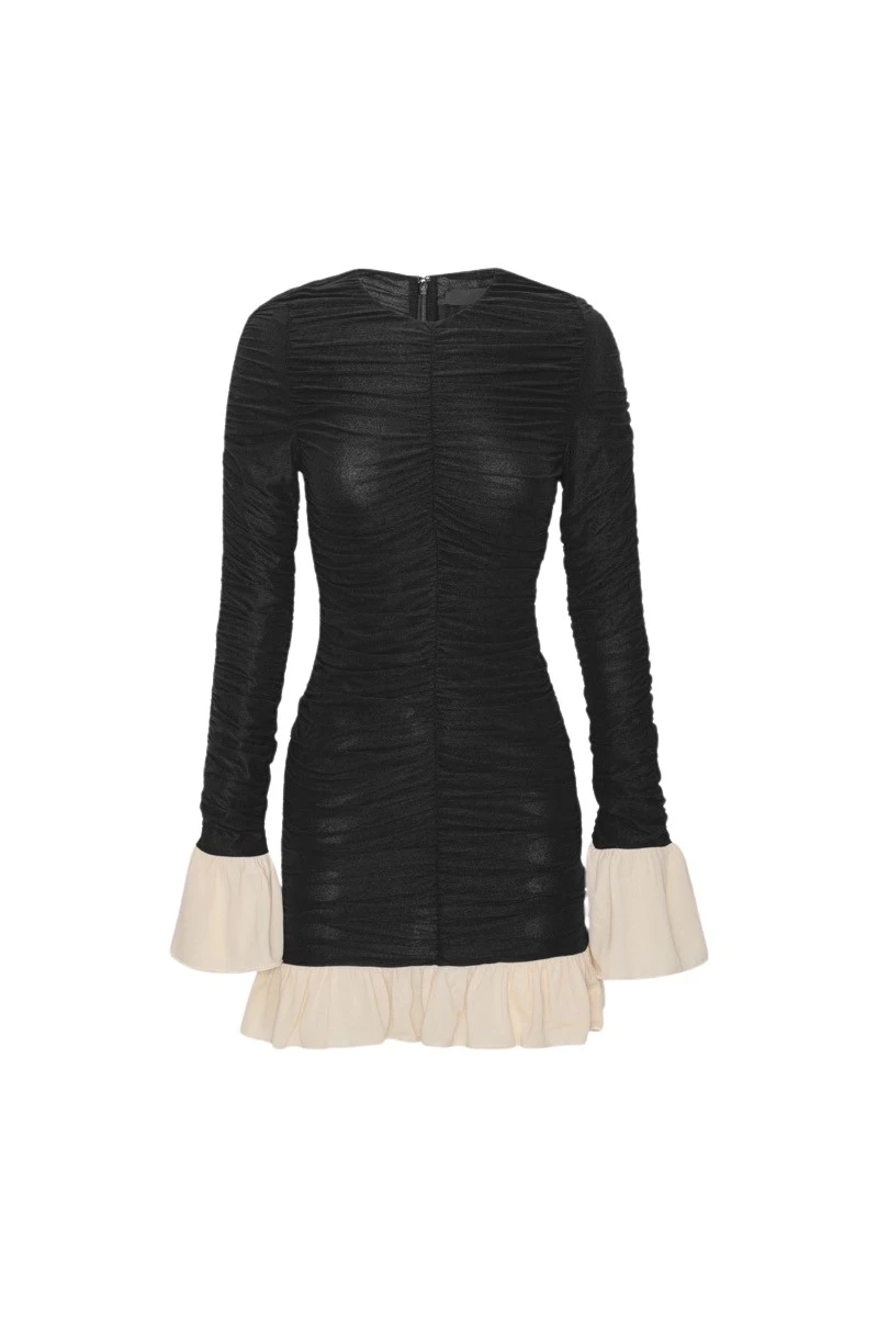Rotate-Birger-Christensen-Mini-Ruched-Ls-Dress-Black54581_nobg Rotate White Tops luxury Clothing from Luxury Handbags Marketplace