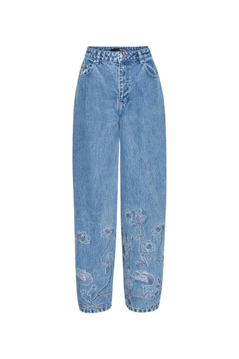 Rotate-Birger-Christensen-Rhinestone-Wide-Leg-Jeans-Blue18884_nobg Rotate Black Pants luxury Clothing from Luxury Handbags Marketplace