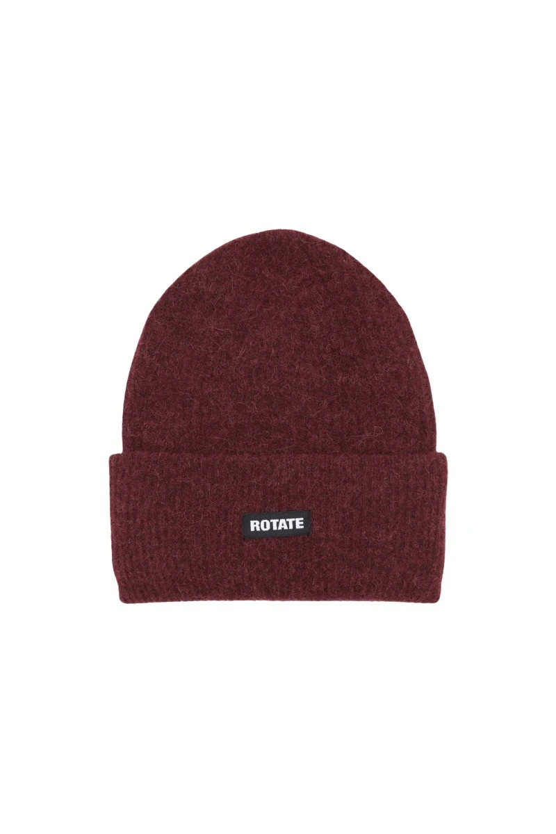 Rotate-Birger-Christensen-Rib-Knit-Beanie-Zinfandel-119060_nobg Rotate Black Dresses luxury Clothing from Luxury Handbags Marketplace