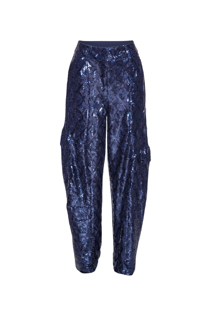 Rotate-Birger-Christensen-Sequins-Cargo-Pants-Dark-Blue71401_nobg Rotate Silver Pants luxury Clothing from Luxury Handbags Marketplace