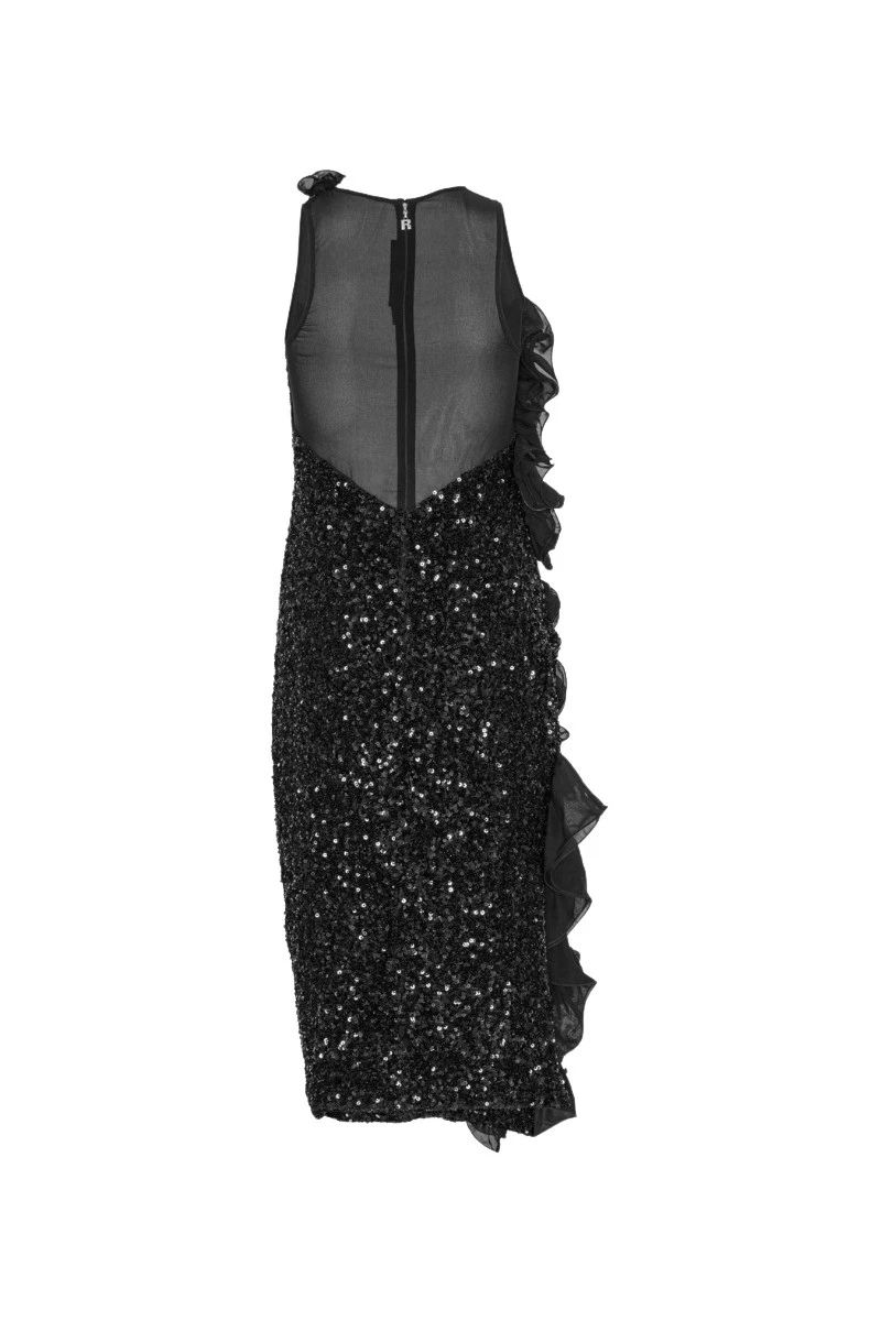 Rotate-Birger-Christensen-Sequins-Midi-Ruffle-Dress-Black83300_nobg Rotate Black Knitwear luxury Clothing from Luxury Handbags Marketplace