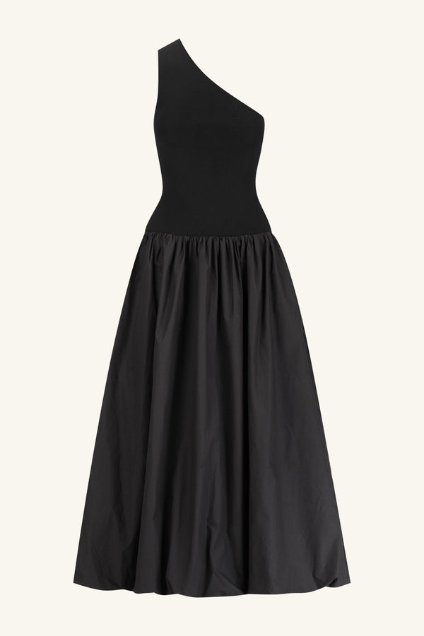 Shona Joy Aliah One Shoulder Bubble Midi Dress – Black