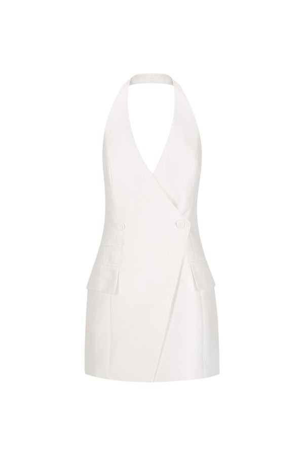 Shona Joy Calcite Tailored Wrap Mini Dress – Ivory