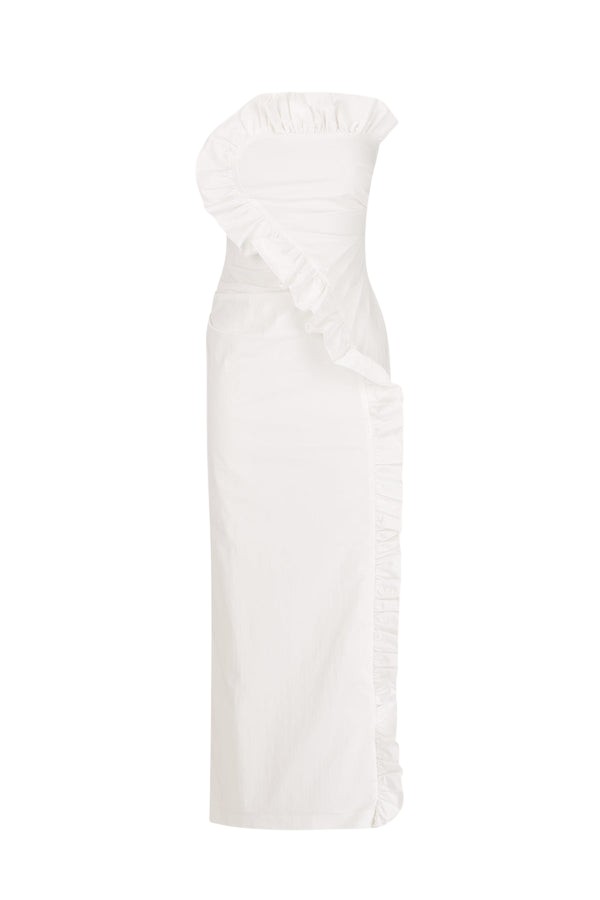 Shona Joy Campbell Ruffle Midi Dress – White
