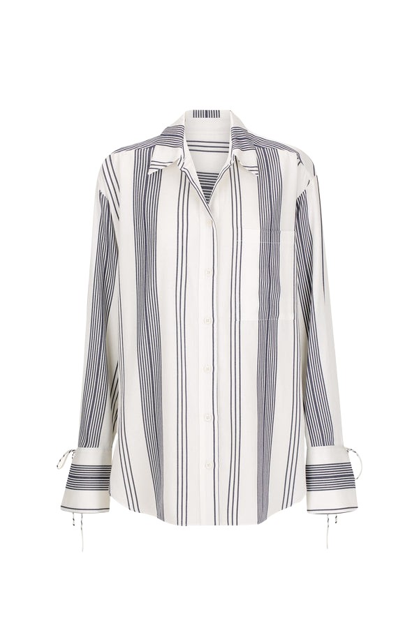 Shona Joy Harlow Oversized Shirt – Ivory/ Navy