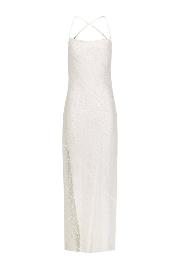 Shona Joy Iridescent Double Cowl Open Back Maxi Dress