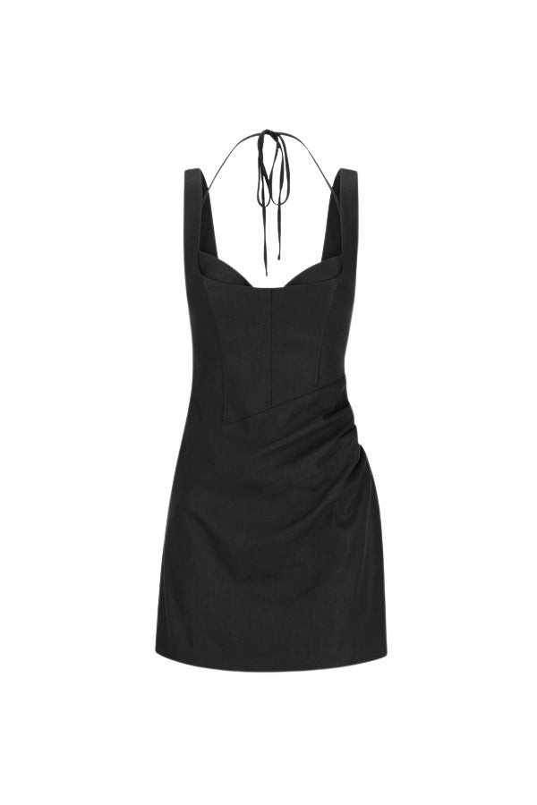 Shona Joy Kasbah Bustier Draped Mini Dress – Black