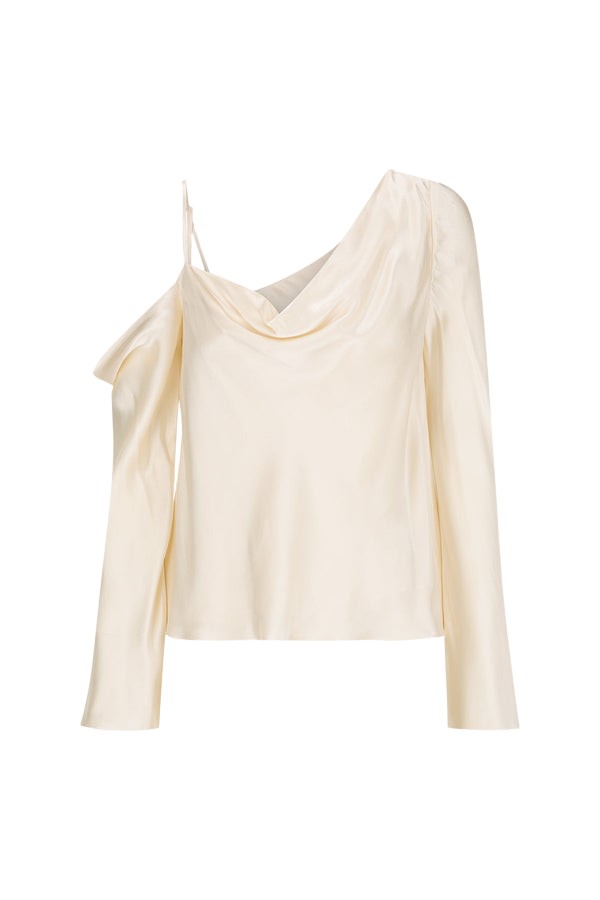 Shona Joy La Lune Asymmetrical Long Sleeve Top – Cream