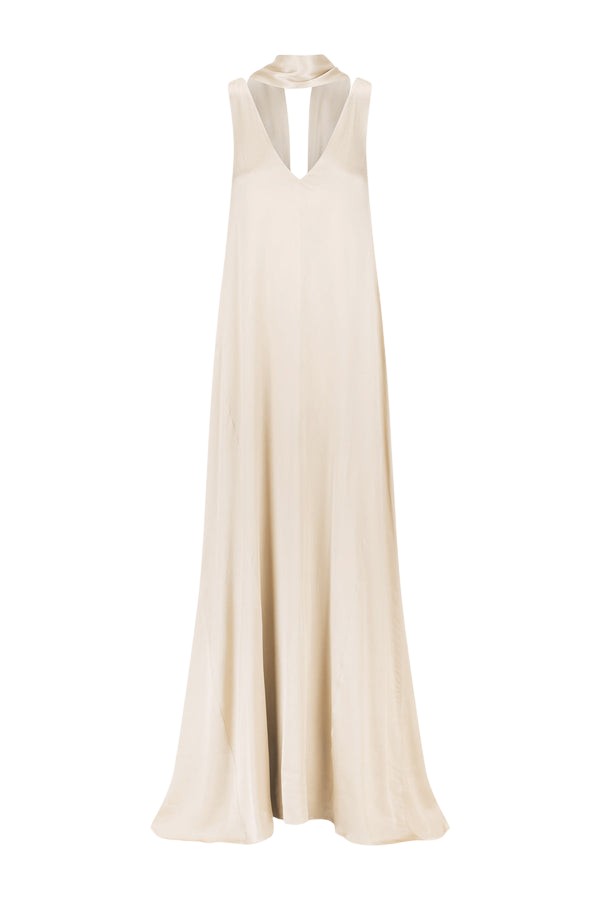 Shona Joy La Lune Scarf Panelled Maxi Dress – Cream