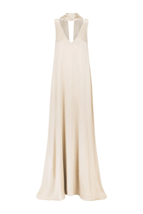 Shona-Joy-La-Lune-Scarf-Panelled-Maxi-Dress-Cream99010_nobg Shona Joy Ivory Dress luxury Clothing from Luxury Handbags Marketplace