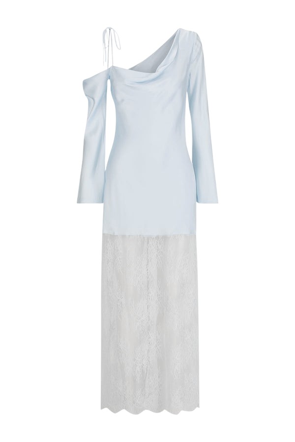 Shona Joy Labyrinth Lace Long Sleeve Maxi Dress – Pale Blue
