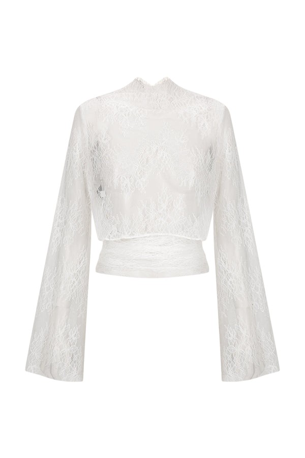 Shona Joy Lambent Lace Long Sleeve Tie Top