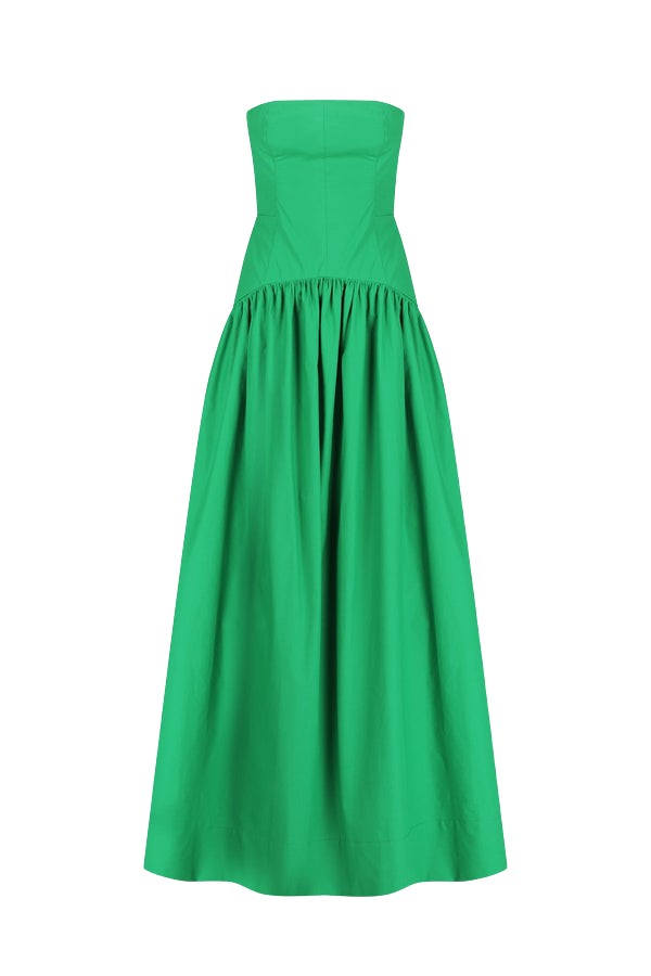 Shona Joy Maiori Lace Up Strapless Maxi Dress – Apple Green
