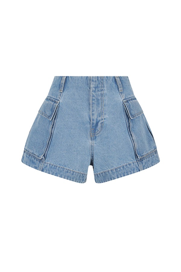 Shona Joy Stella Patch Pocket Shorts – Mid Blue