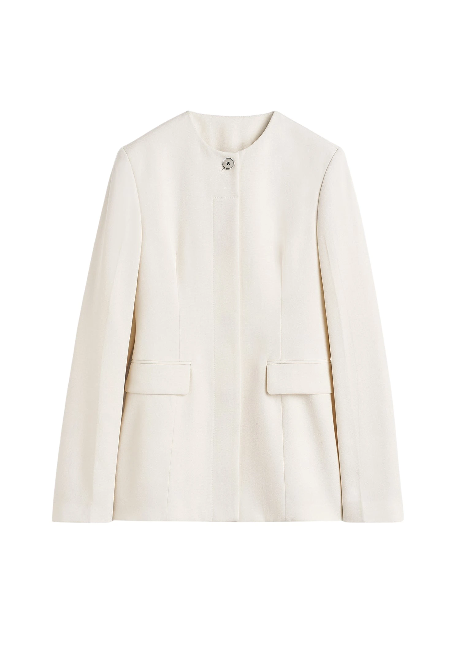 Toteme-Collarless-cinched-jacket-ecru-545284_nobg Toteme Jackets luxury Clothing from Luxury Handbags Marketplace