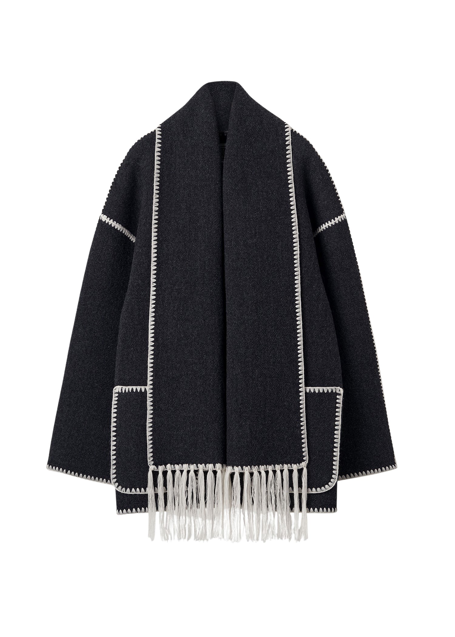 Toteme Embroidered scarf jacket dark grey mélange