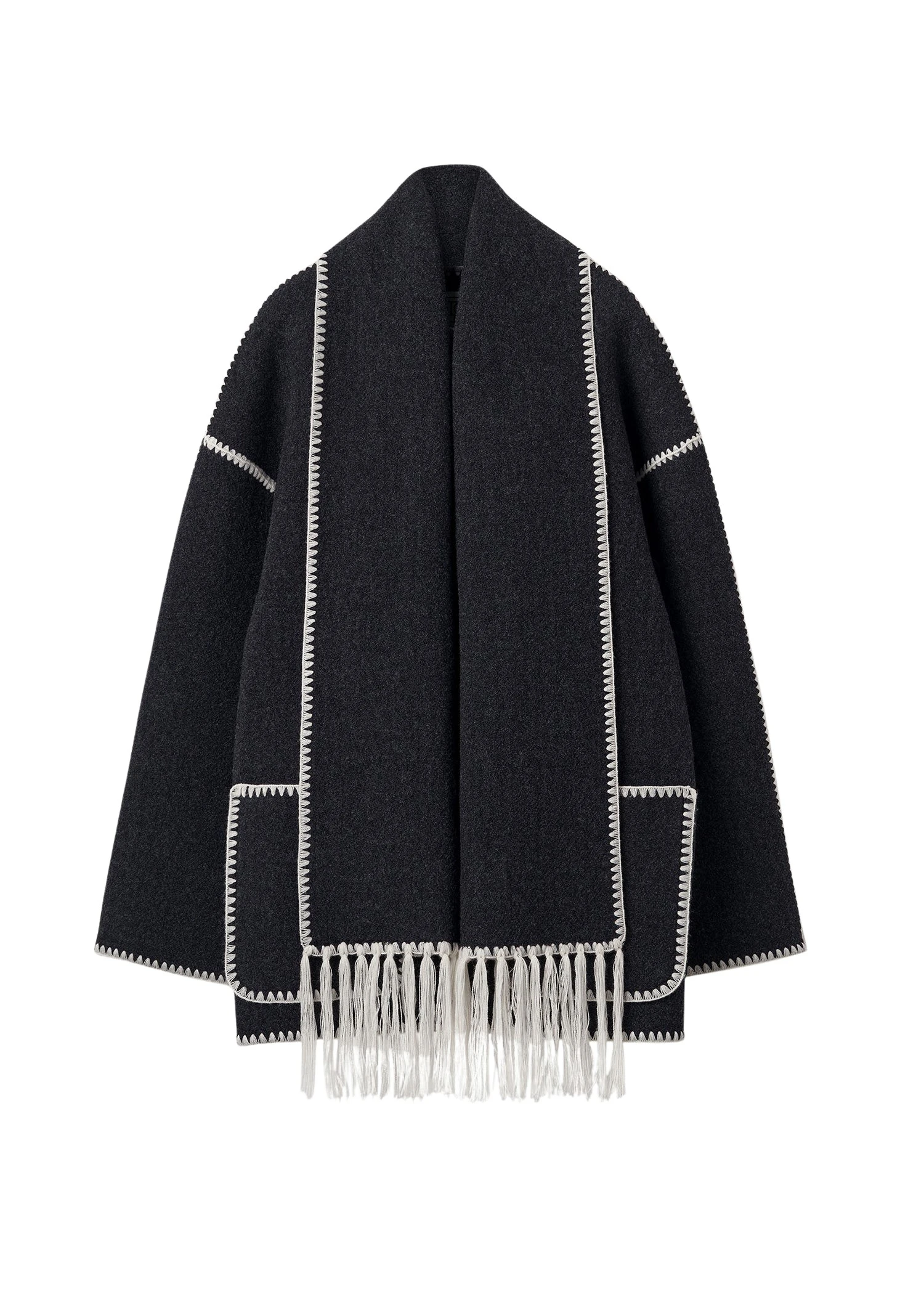 Toteme-Embroidered-scarf-jacket-dark-grey-melange-513238_nobg Toteme Jackets luxury Clothing from Luxury Handbags Marketplace