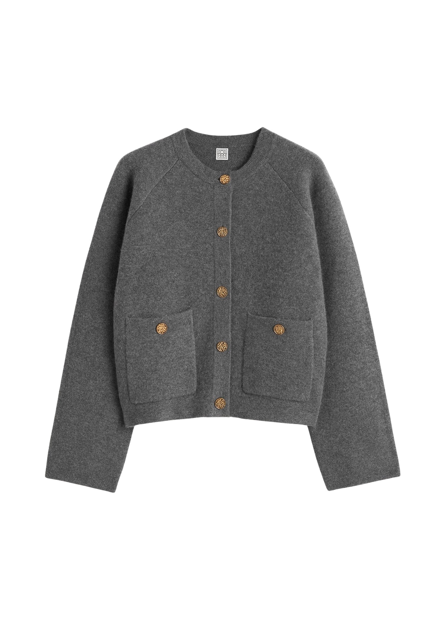 Toteme Hammered button cardigan grey melange