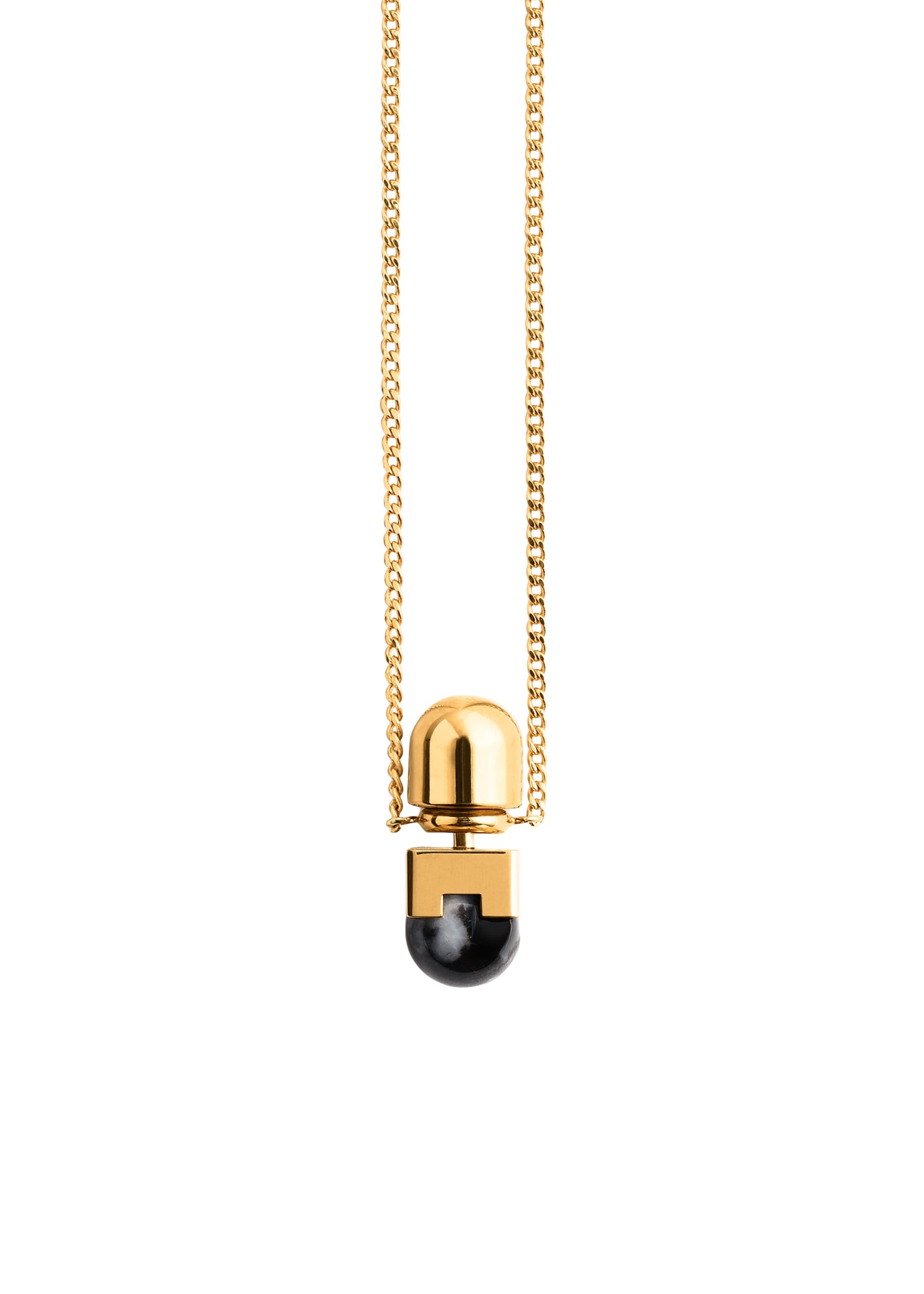 Toteme Long jasper necklace black/off white