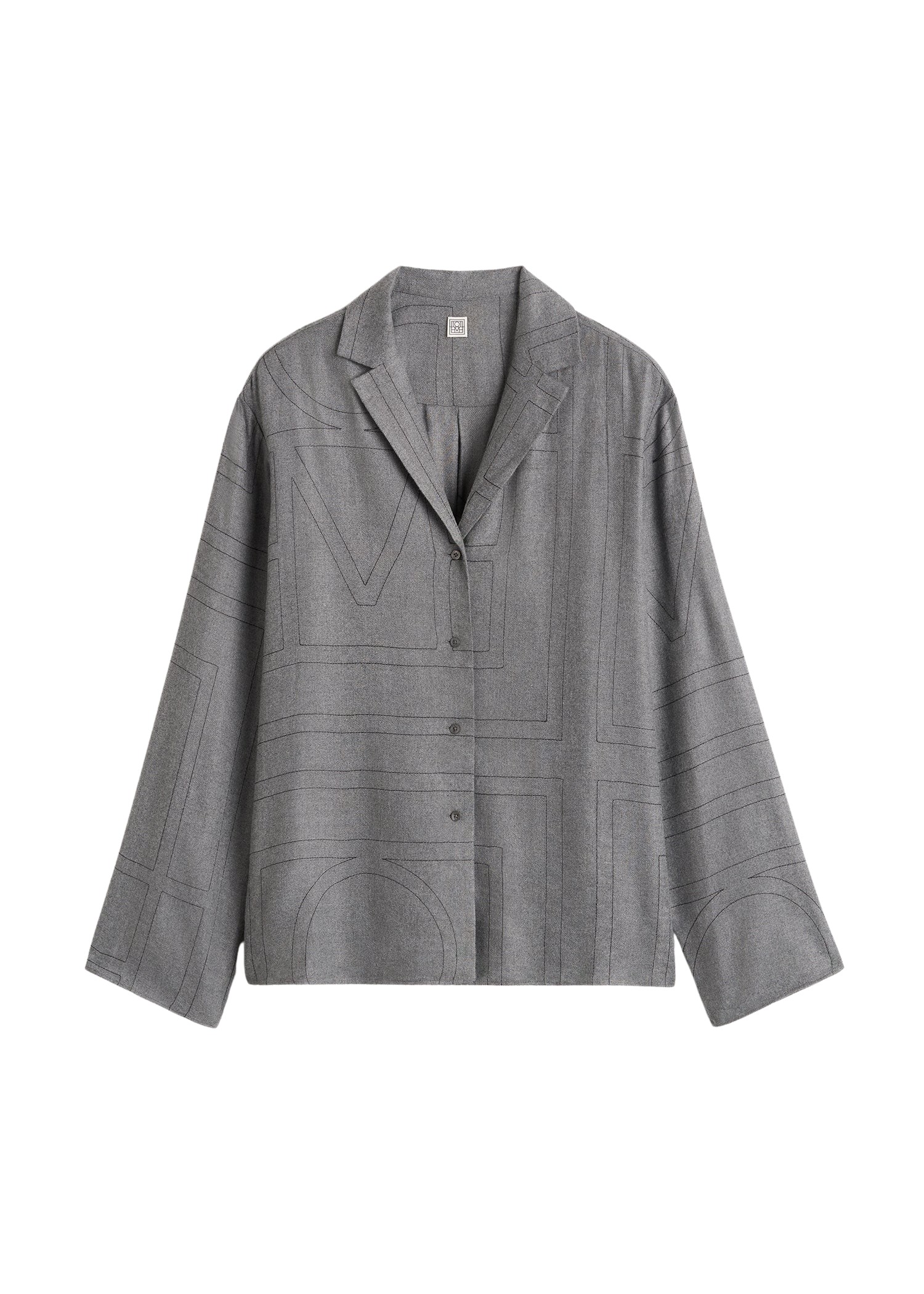 Toteme Monogram flannel pj top smoke melange