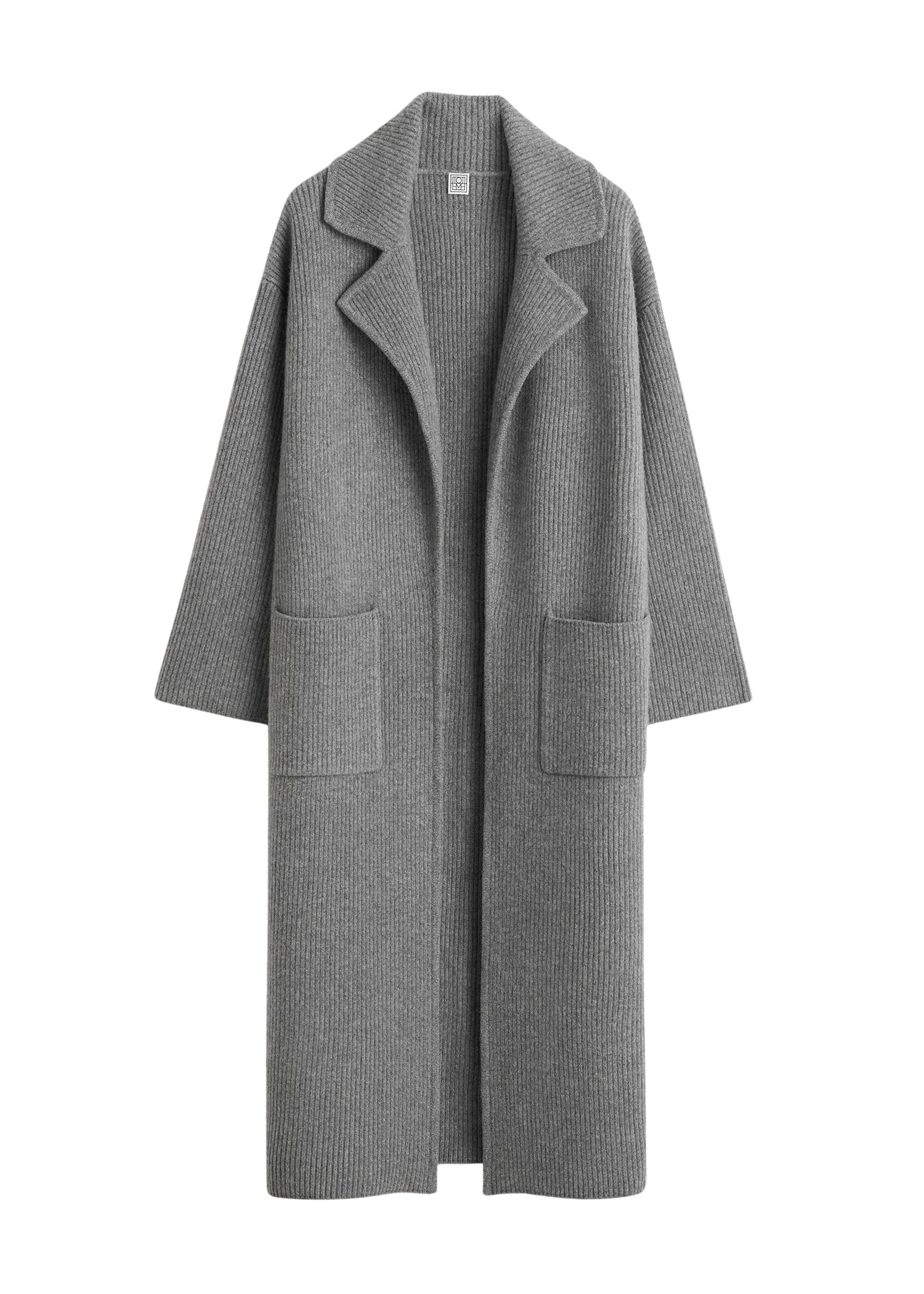 Toteme Rib-knit cardi coat grey melange